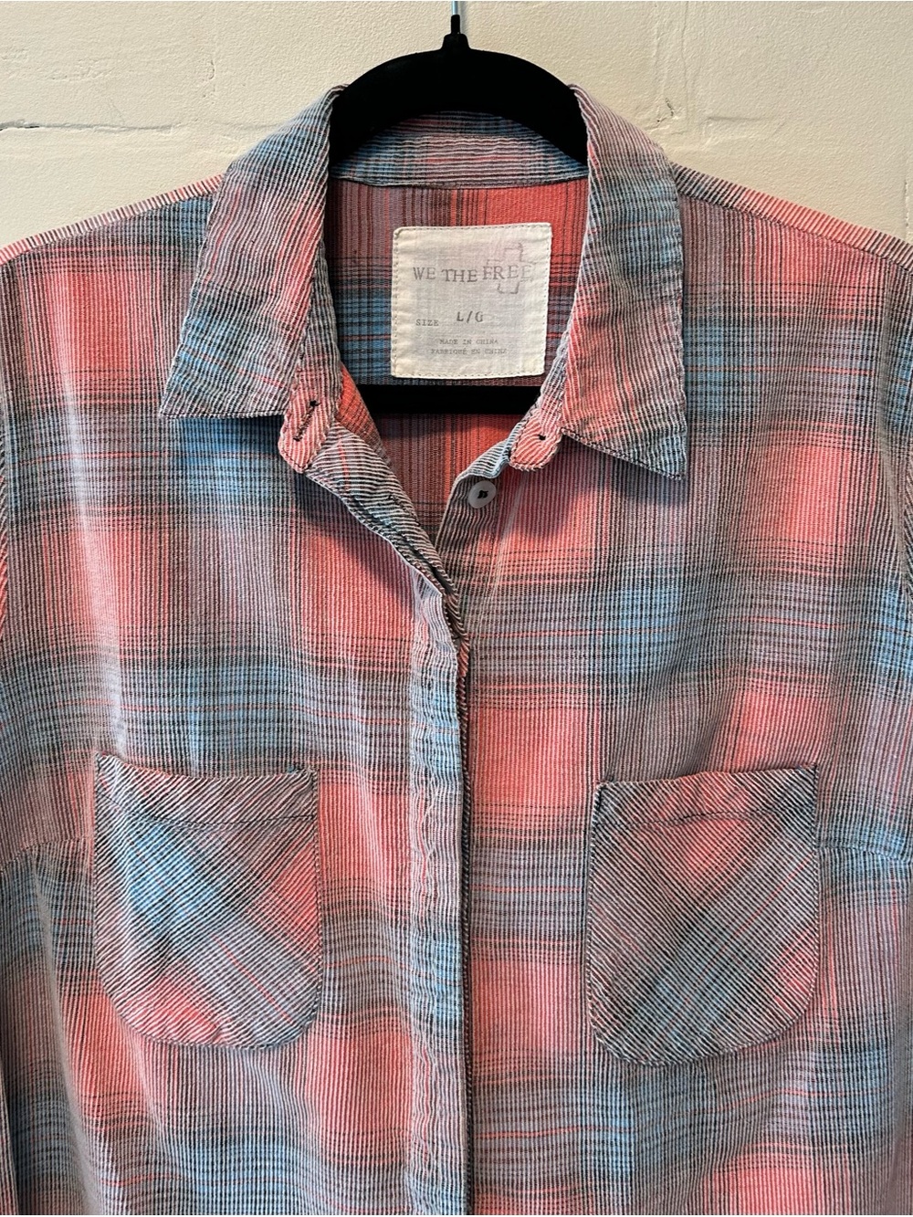 Free People We The Free Plaid Corduroy Button Up Shirt Raw Hem Size L Indie Boho - Picture 3 of 9